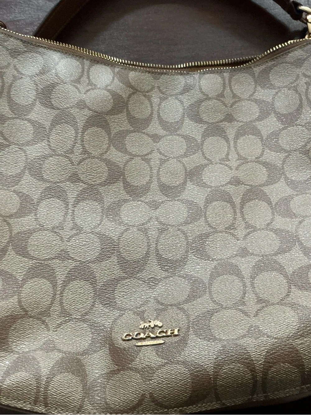 Coach Monogram Canvas Shoulder Bag in Dark Brown